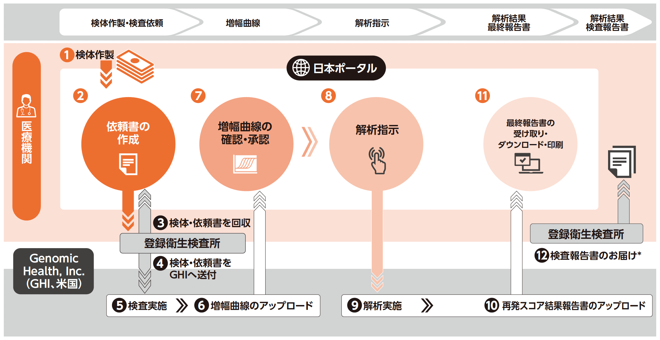 オンコタイプDX乳がん再発スコアプログラムの検査依頼から結果報告までの流れ