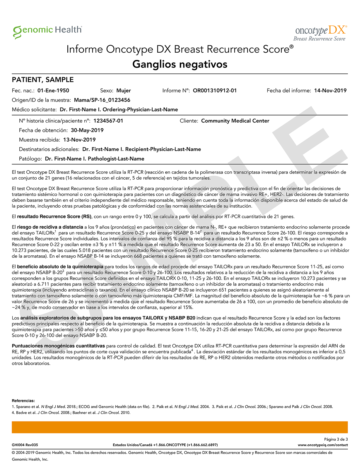 Breast Recurrence Score Report: Node-Negative
