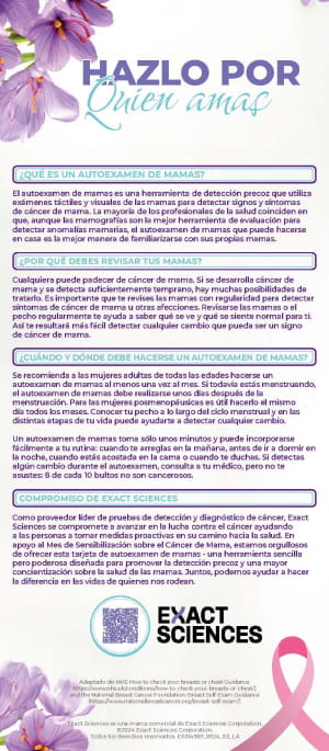 Tarjeta de autoexamen de mama página 2.