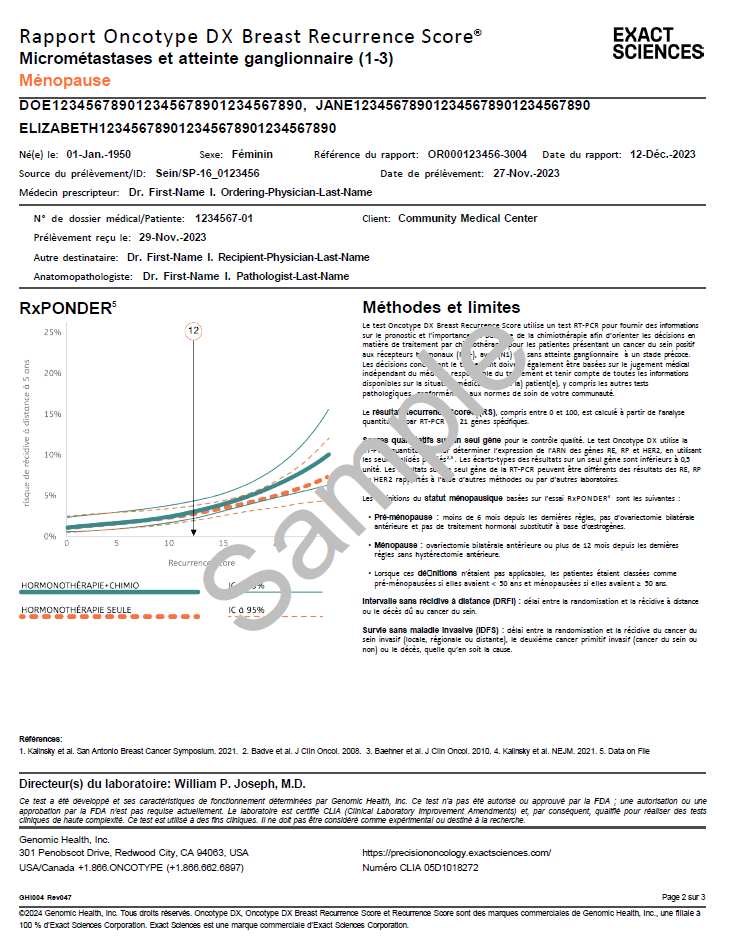 Le rapport Oncotype DX Breast Recurrence Score: Noeud Négatif  Page 2